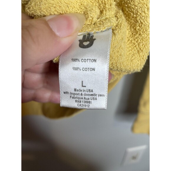 Spiritual Gangster Hoodie Womens Large Yellow 100% Cotton Pullover Sweatshirt - Picture 4 of 6